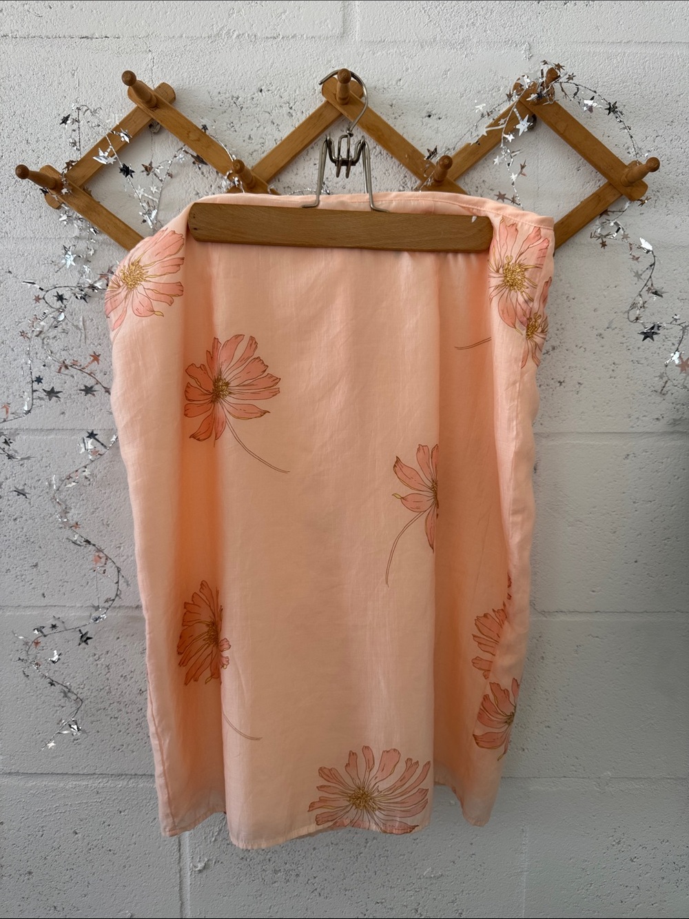 Lightweight peach floral midi  skirt